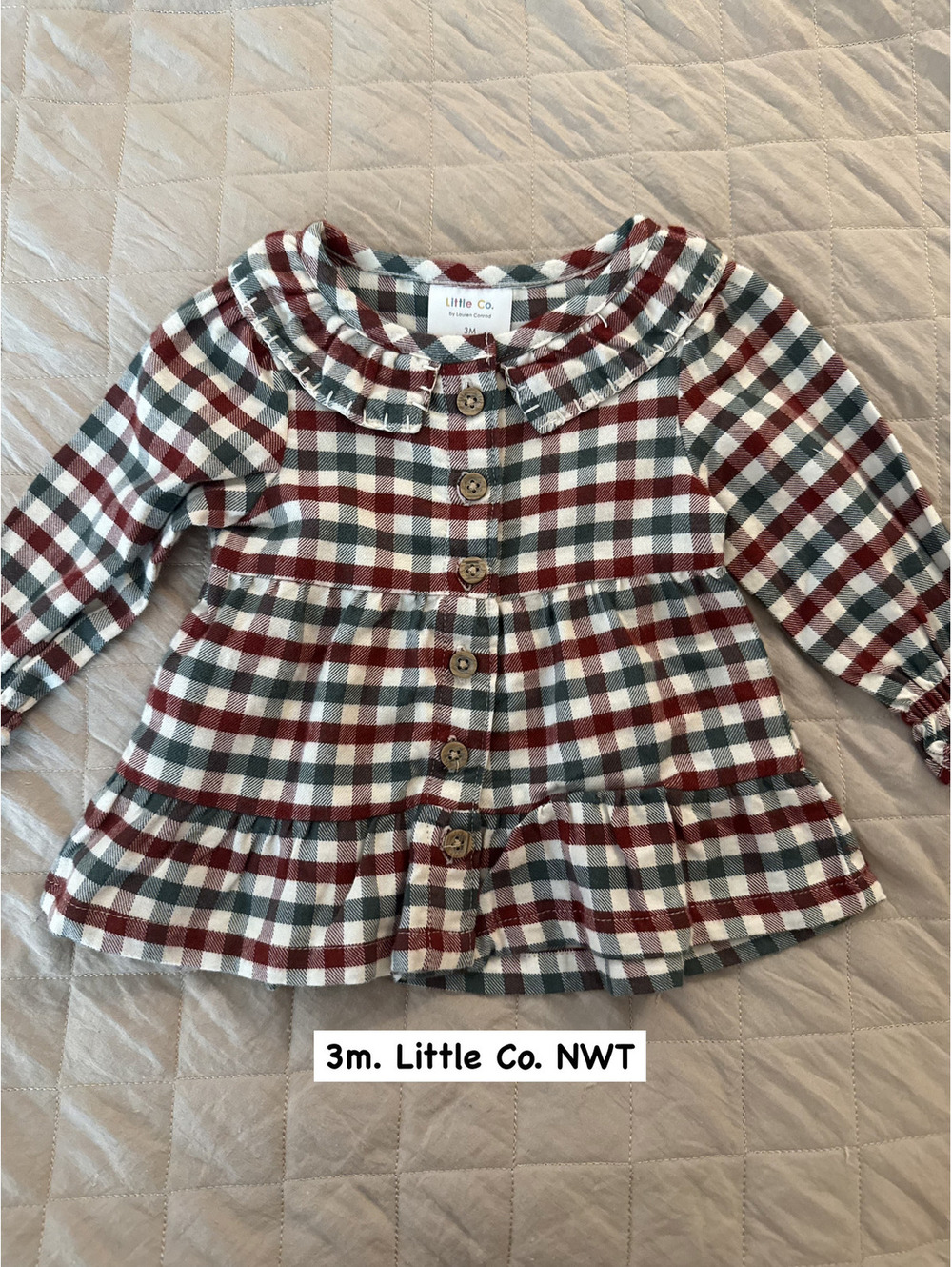 3m. Little Co. by LC Holiday Flutter Collar Dress NWT